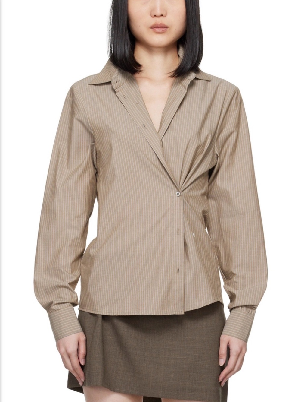 Paloma Wool Pinstripe Donald Shirt Brown Size Small